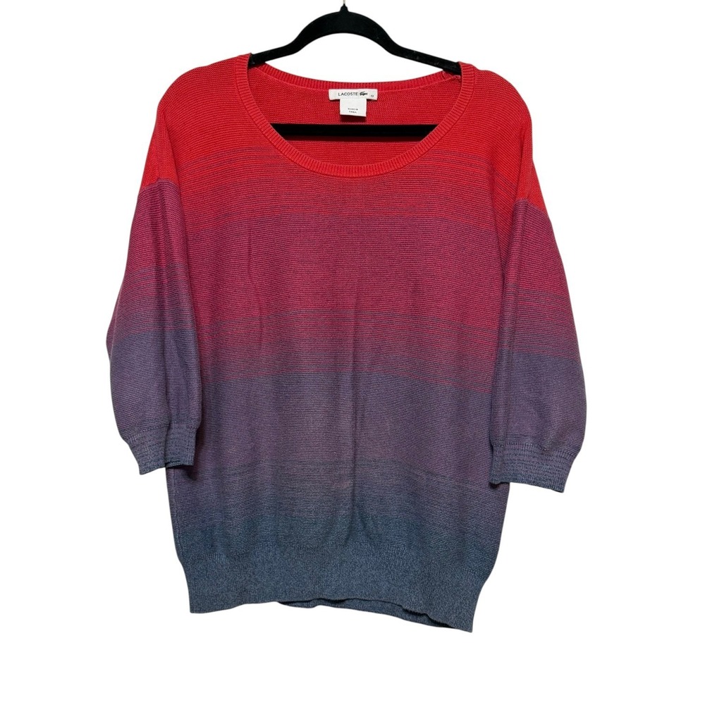 Lacoste Y2K Colorblock Knit Sweater Womens 42‎ US Size L Dopamine Dressing Retro